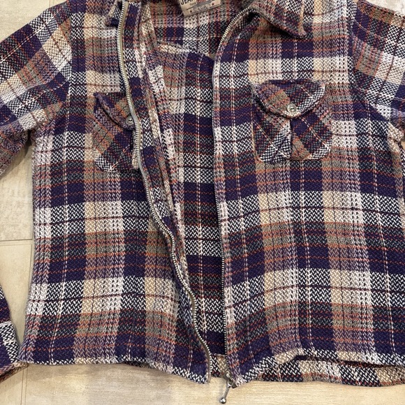 Jeans Wear Brand Knit Flannel Lightweight Shacket Jacket Full Zip Purple Small - Picture 8 of 11